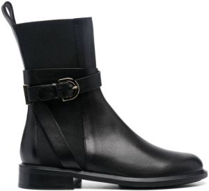 Emporio Armani buckle-detail leather boots Black