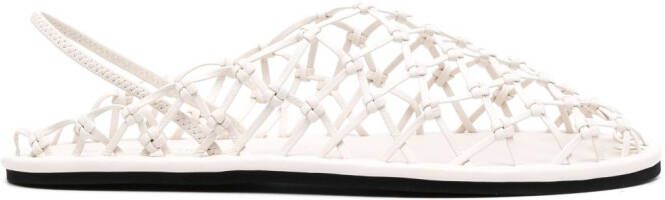 Emporio Armani calf-leather woven sandals White