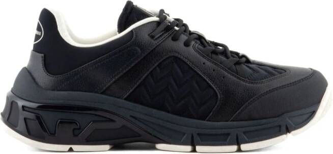 Emporio Armani chevron-quilted lace-up sneakers Black