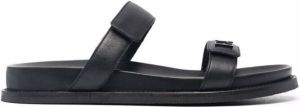 Emporio Armani double-strap leather sandals Black