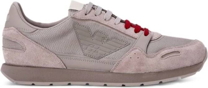 Emporio Armani eagle-patch suede-panelled sneakers Neutrals