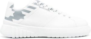Emporio Armani embossed-logo leather sneakers White