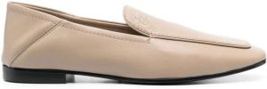 Emporio Armani embroidered-logo leather loafers Neutrals