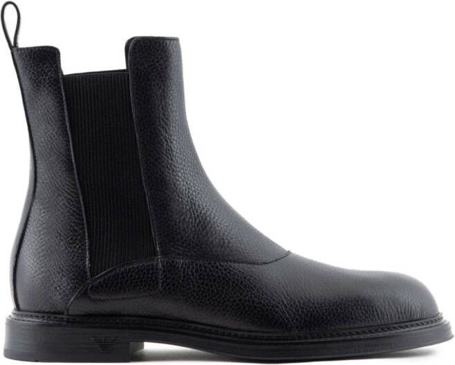 Emporio Armani grained leather ankle boots Black