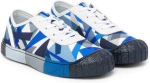 Emporio Ar i Kids abstract-print low-top sneakers Blue