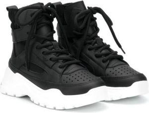 Emporio Ar i Kids high-top leather sneakers Black