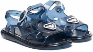 Emporio Ar i Kids jelly logo-patch sandals Blue