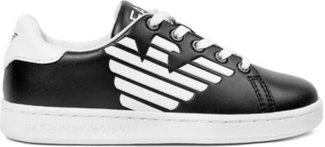 Emporio Armani Kids leather logo-appliqué sneakers Black