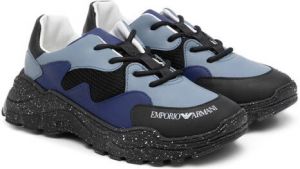 Emporio Ar i Kids logo-print colour-block low-top sneakers Black