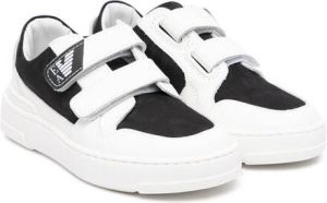 Emporio Ar i Kids logo-print panelled touch-strap sneakers White