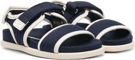 Emporio Ar i Kids logo-print twill sandals Blue