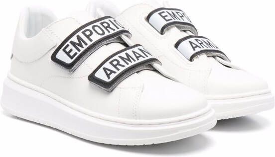 Emporio Armani Kids logo touch-strap sneakers White