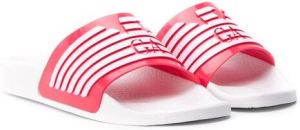 Emporio Ar i Kids striped slippers Pink