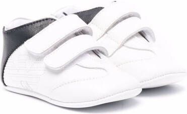 Emporio Armani Kids touch-strap eco leather sneakers White