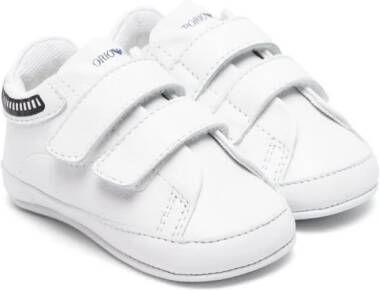 Emporio Ar i Kids touch-strap leather sneakers White