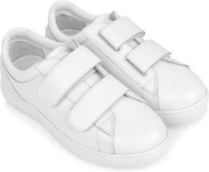 Emporio Ar i Kids touch-strap leather sneakers White