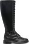 Emporio Armani knee-high leather lace-up boots Black - Thumbnail 1