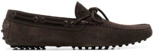Emporio Armani lace-up leather boat shoes Brown
