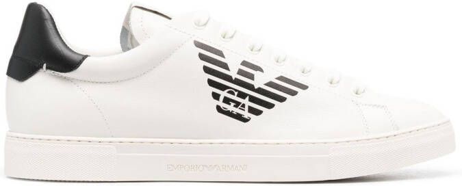 Emporio Armani lace-up logo-print sneakers White