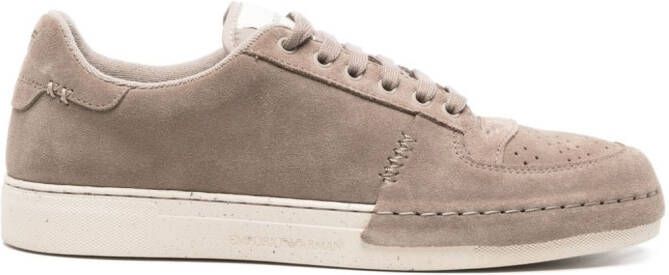 Emporio Armani lace-up suede sneakers Brown