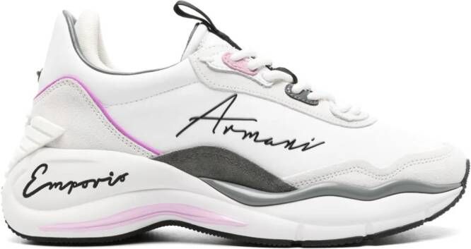 Emporio Armani leather chunky sneakers White