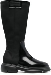 Emporio Armani leather logo-patch boots Black