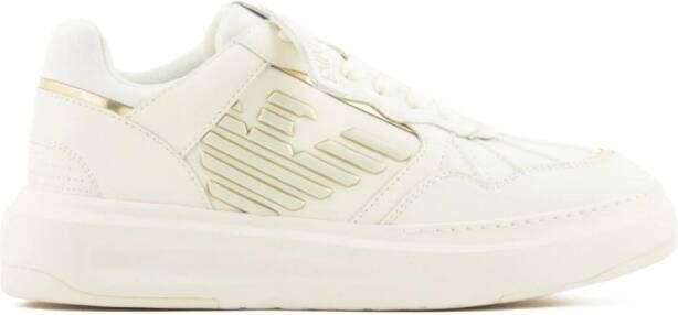 Emporio Armani logo-embossed leather sneakers White