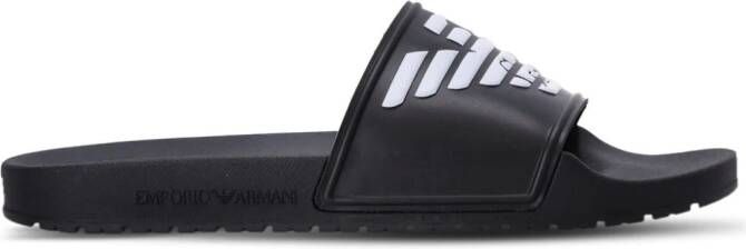 Emporio Armani logo-embossed ridged-sole slides Black