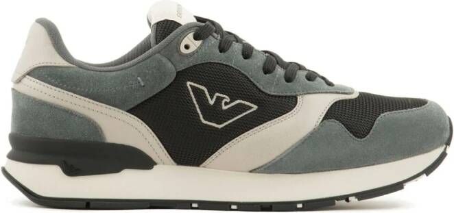 Emporio Armani logo-embroidered panelled sneakers Grey