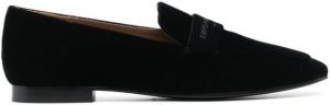 Emporio Armani logo-motif velvet loafers Black