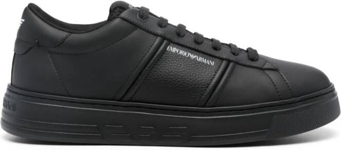 Emporio Armani logo-print leather sneakers Black