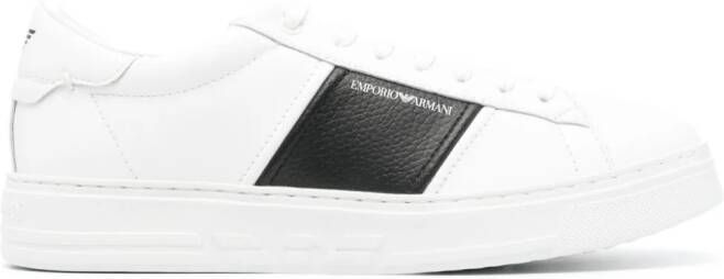 Emporio Armani logo-printed leather sneakers White