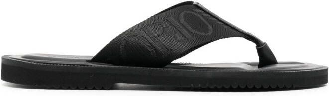 Emporio Armani logo-strap flip flops Black