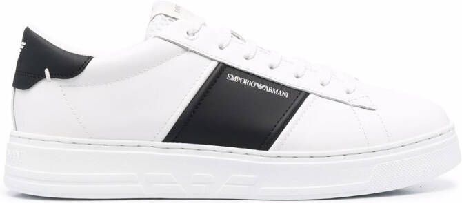 Emporio Armani logo-stripe low-top sneakers White
