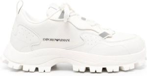 Emporio Armani low-top panelled leather sneakers Neutrals