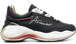 Emporio Armani metallic-effect leather sneakers Black