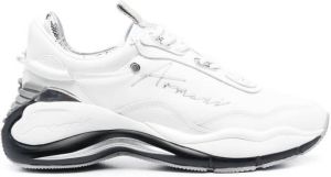 Emporio Armani metallic-effect leather sneakers White