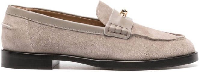 Emporio Armani moc-stitching suede loafers Grey