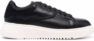 Emporio Armani panelled low-top leather sneakers Black