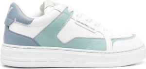 Emporio Armani panelled low-top leather sneakers Blue