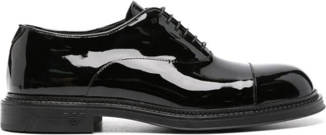 Emporio Armani patent-leather oxford shoes Black