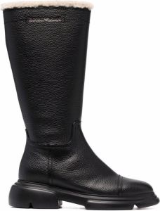 Emporio Armani pebbled leather boots Black