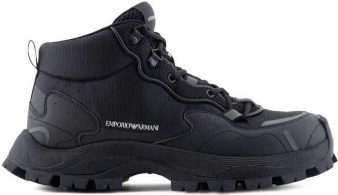Emporio Armani ripstop-texture mesh-panelled sneakers Black