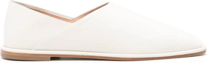 Emporio Armani square-toe leather slippers White