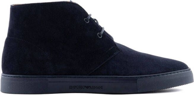 Emporio Armani suede lace-up boots Blue
