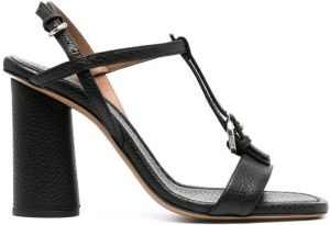 Emporio Armani T-bar leather strap sandals Black