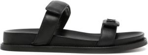 Emporio Armani touch-strap leather sandals Black