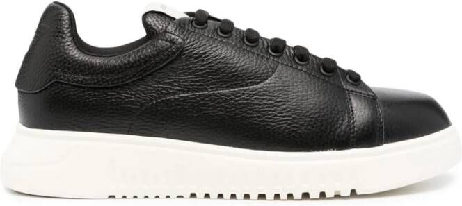 Emporio Armani Tumbled leather sneakers Black