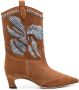 Ermanno Scervino 50mm floral-embroidered suede boots Brown - Thumbnail 1