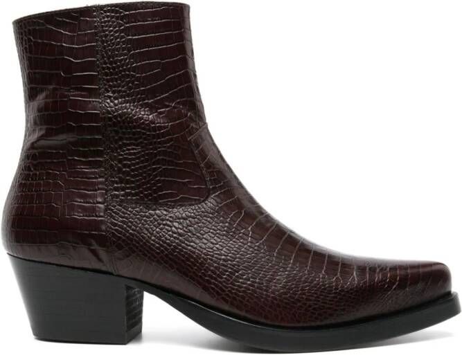 Ernest W. Baker 60mm crocodile-effect leather boots Brown